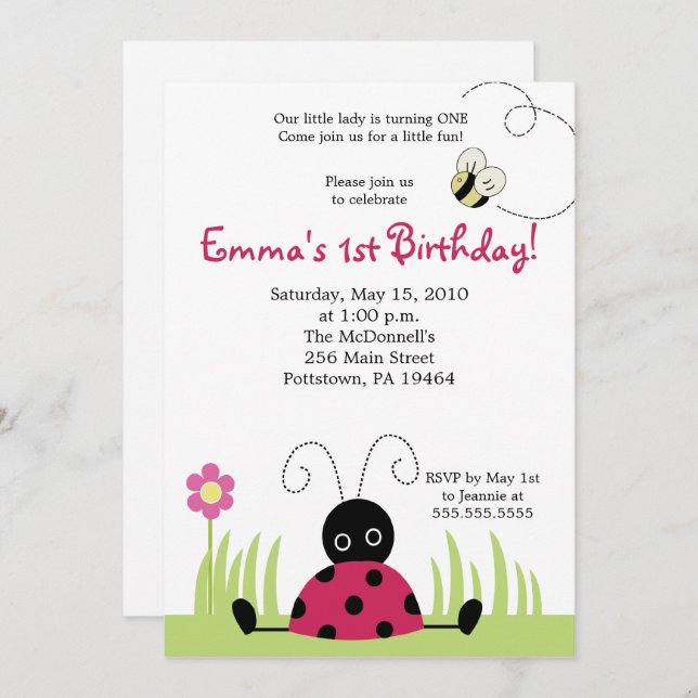 Little Ladybug Invite - Upated Link in Description (Front/Back)