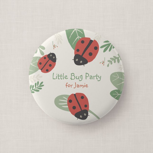 Little Ladybug Kid's Party Guest Button Favour (Ladybird Meadow - Party Favor Button)
