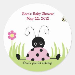 Little Ladybug (Pink) Baby Shower Favour Sticker