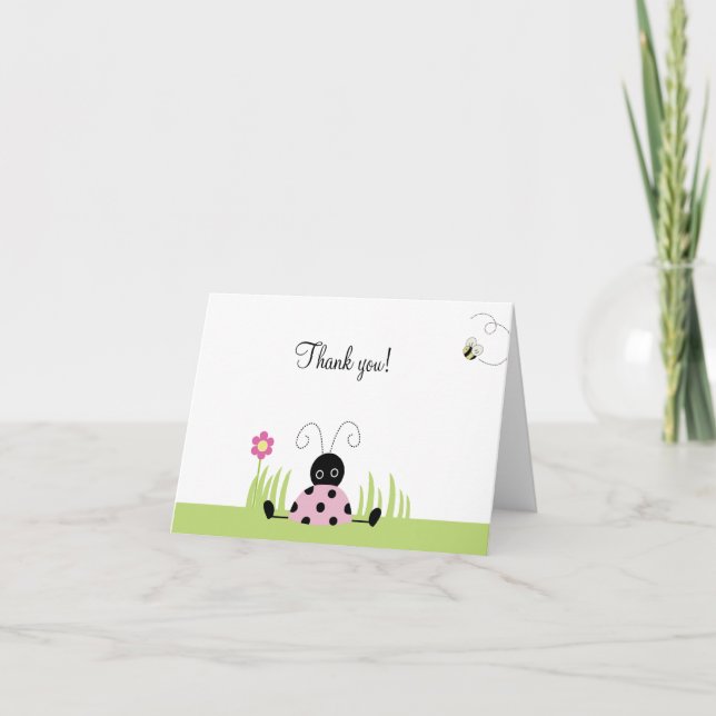 Little Ladybug (Pink) Folded Thank you notes (Front)