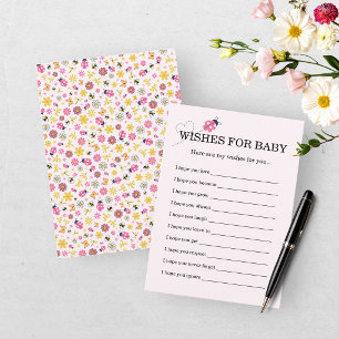 Little Ladybug Pink Girl Baby Shower  Enclosure Card
