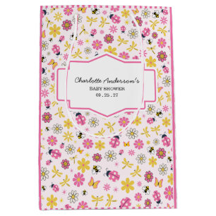 Little Ladybug Pink Girl Baby Shower Medium Gift Bag
