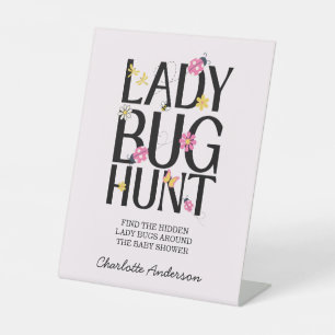 Little Ladybug Pink Girl Baby Shower  Pedestal Sign