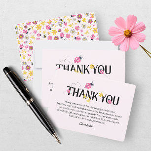 Little Ladybug Pink Girl Baby Shower Thank You Card