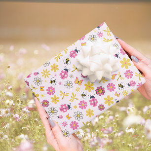 Little Ladybug Pink Girl Baby Shower  Wrapping Paper Sheet