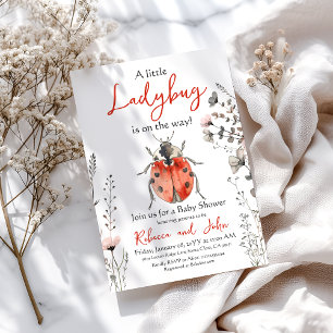 Little Ladybug Red Floral Girl Baby Shower Invitation