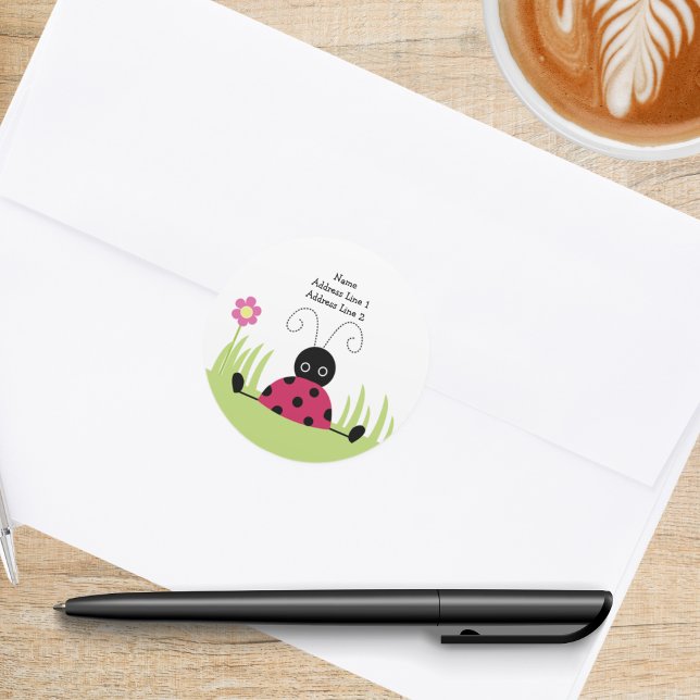 Little Ladybug Round Return Address Labels (Little Ladybug Round Address Labels)