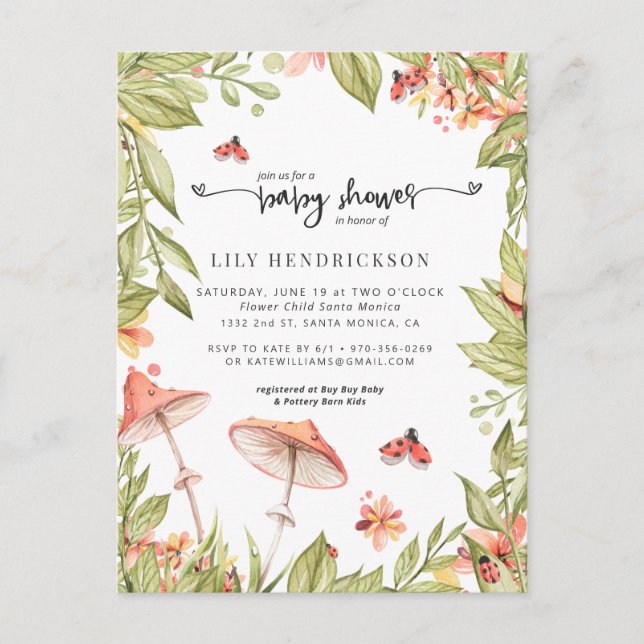 Little Ladybug | Spring Baby Shower Invitation Postcard (Front)