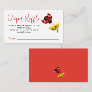 Little Ladybug Sunflower Baby Shower Diaper Raffle Enclosure Card