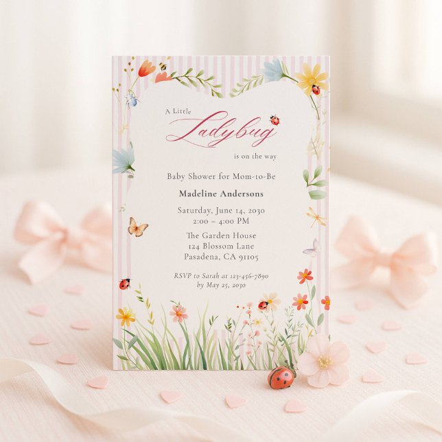 Little Ladybug Wildflower Baby Shower Invitation (Creator Uploaded)