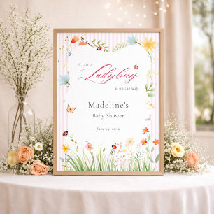 Little Ladybug Wildflower Baby Shower Welcome Poster