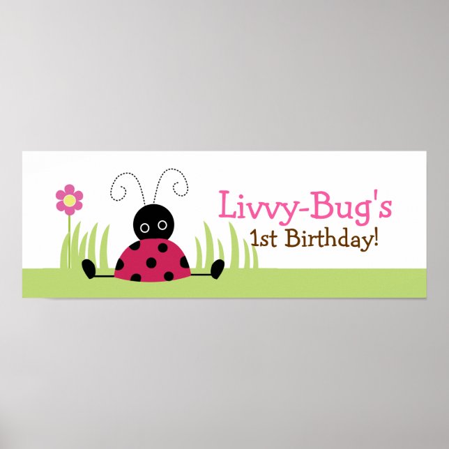 Little Ladybugs Personalised Birthday Banner Poster (Front)