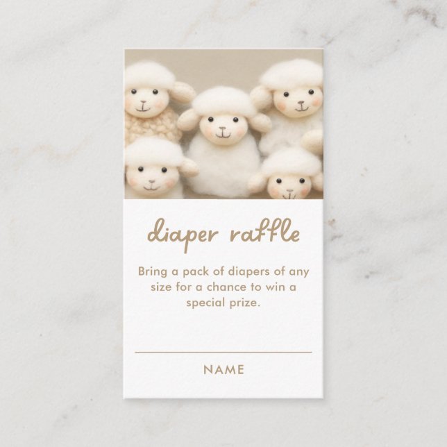 Little Lamb Baby Shower Diaper Raffle Enclosure Card (Front)