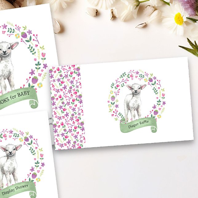Little Lamb Baby Shower Diaper Raffle Floral Enclosure Card (Spring or Easter Diaper Raffle card from my Little Bunny & Little Lamb Baby Shower collection)