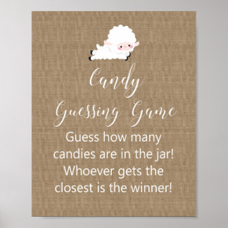 Little Lamb Baby Shower Game Sign