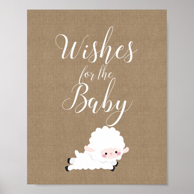 Little Lamb Baby Shower Game Sign (Front)