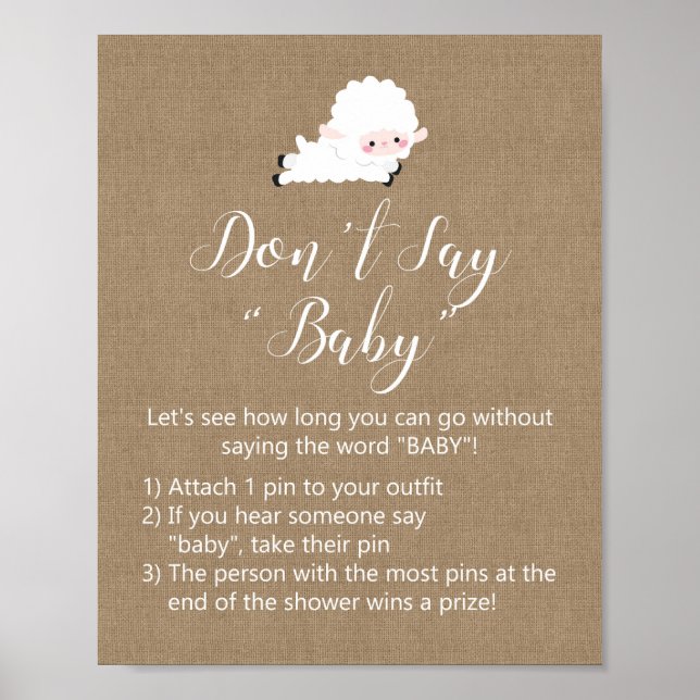 Little Lamb Baby Shower Game Sign (Front)