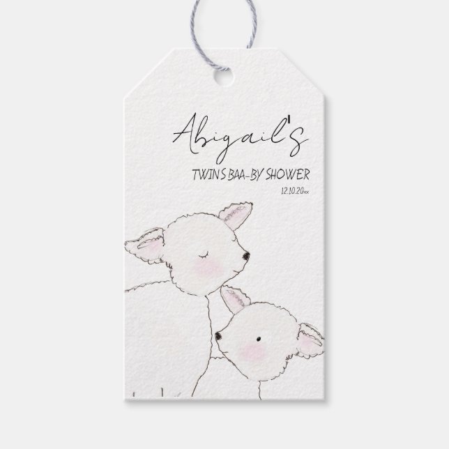 Little Lamb Baby Shower Gift Tags (Front)