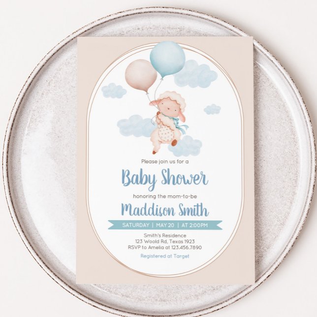 Little Lamb Baby Shower Invitation (Lamb Baby Shower Invitation)