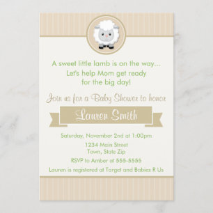 Little Lamb Baby Shower Invitation 5x7 Card
