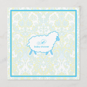 Little Lamb Baby Shower Invitation   Blue