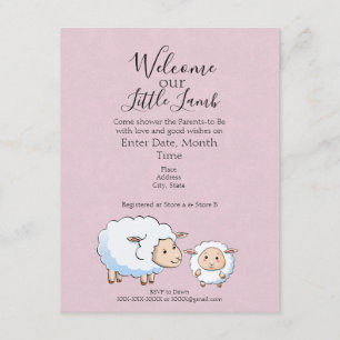 LIttle Lamb Baby Shower Invitations for a Girl
