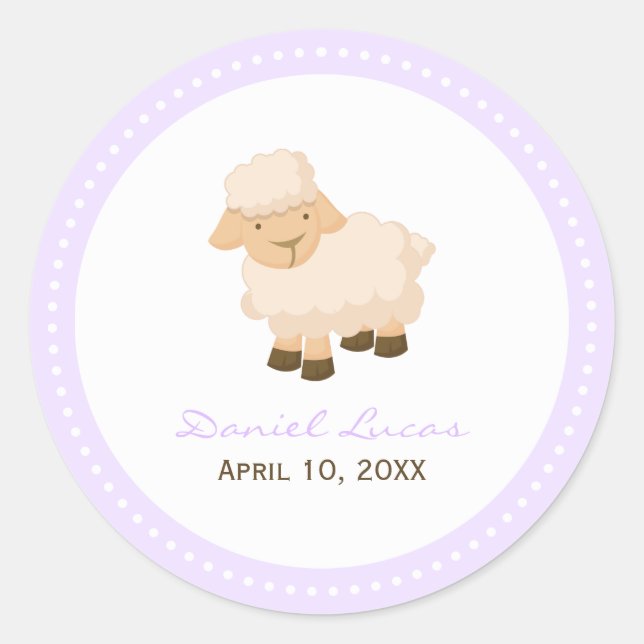 Little Lamb Baptism Classic Round Sticker (Front)