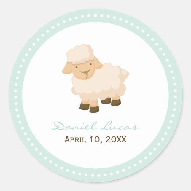 Little Lamb Baptism Classic Round Sticker (Front)