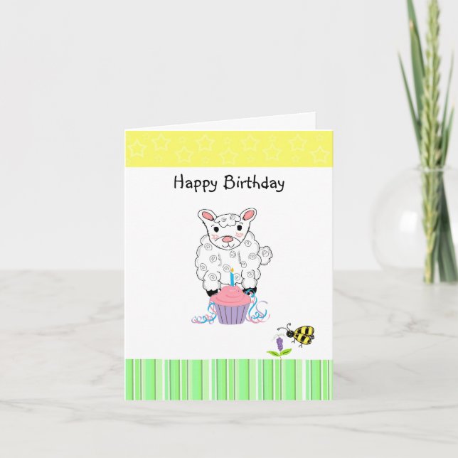 Little Lamb Birthday Card (Front)