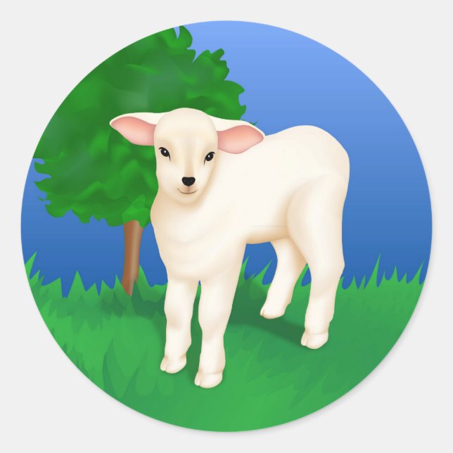 Little Lamb Classic Round Sticker (Front)