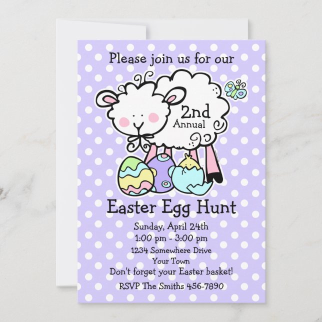 Little Lamb Easter Egg Hunt Invitation (pd) (Front)