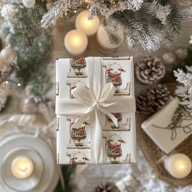 Little Lamb Letter L Christmas Wrapping Paper (Creator Uploaded)