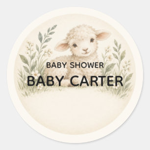 Little Lamb Neutral Baby Shower Favour Sticker