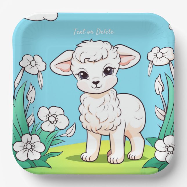 Little Lamb Paper Plate (Front)
