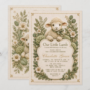 Little Lamb Sage Green Gender Neutral Baby Shower Invitation