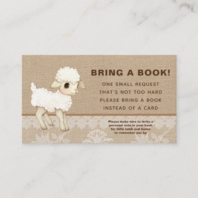 Little Lamb Shower Book Request Enclosure Card (Front)