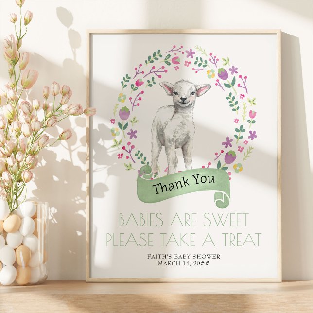 Little Lamb Spring Baby Shower Favour Table Poster (Spring Lamb Favor Table Sign from my Little Bunny & Little Lamb Baby Shower collection)