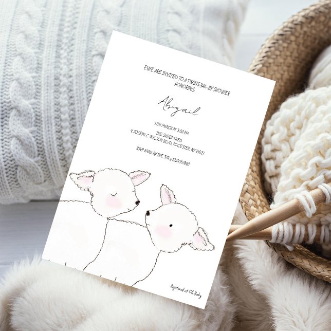 Little Lamb Twins Baby Shower Invitation (Creator Uploaded)