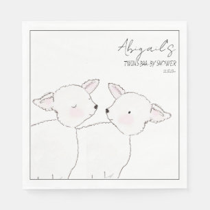 Little Lamb Twins Baby Shower Napkin