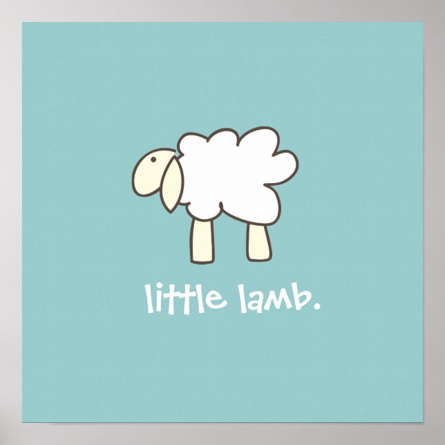 Little Lamb wall print (cool blue) (Front)