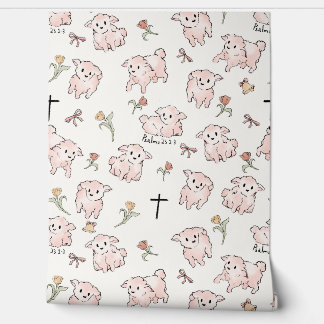 Little Lamb White Wallpaper