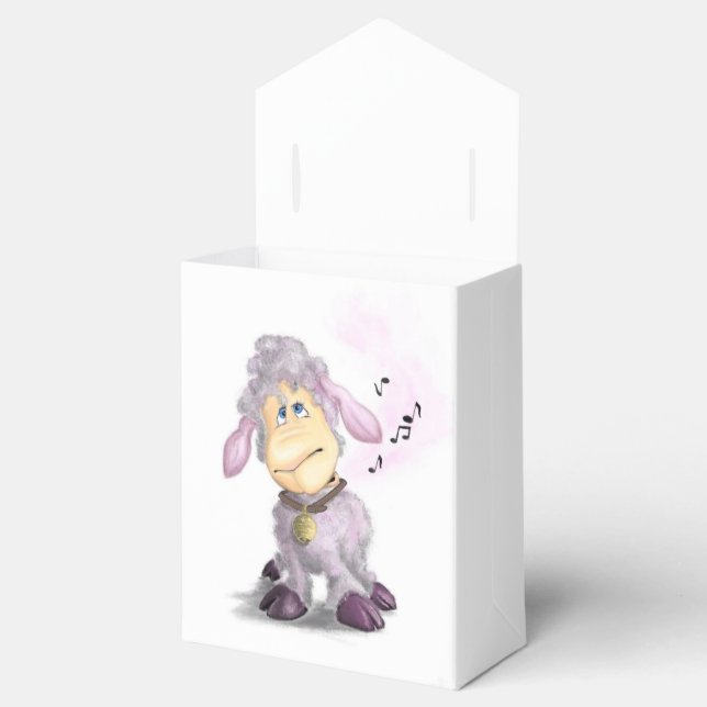 Little Lamb with Bell - Add Your Text / Name Favour Box (Opened)