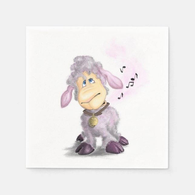 Little Lamb with Bell - Add Your Text / Name Napkin (Front)