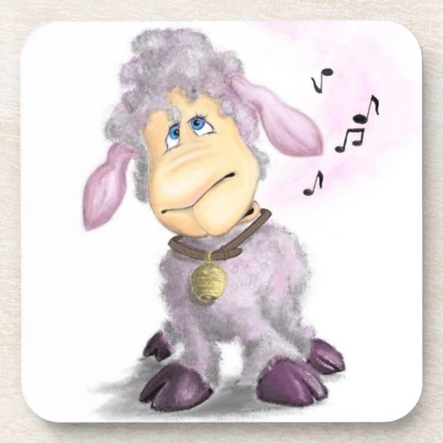 Little Lamb with Bell - Cute Coaster (Front)