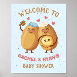 Little Latke Baby Shower Welcome Sign<br><div class="desc">Hanukkah Baby Shower for the new parents to be. Features mummy and daddy potatoes with hats made out of sourcream and a yarmulke and holding a cute latke baby. Great for a girl or boy baby to be! All wording can be changed. To make more changes go to Personalise this...</div>