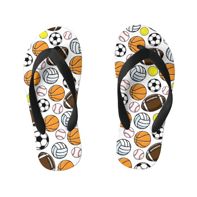 Little League Sports Balls Colourful Kids Fun Kid's Thongs (Footbed)
