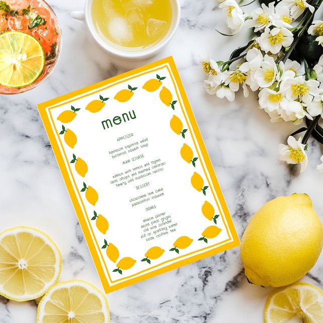 Little Lemons Lemonade CUSTOM Bridal Shower  Menu (Little Lemons Lemonade CUSTOM Bridal Shower Menu
)