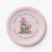 Little Leopard Baby Shower Paper Plates