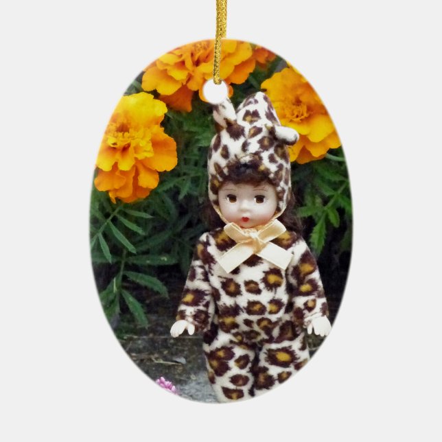 Little Leopard Girl Ceramic Tree Decoration (Front)