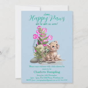 Little Leopard on Pale Aqua Baby Shower Invitation